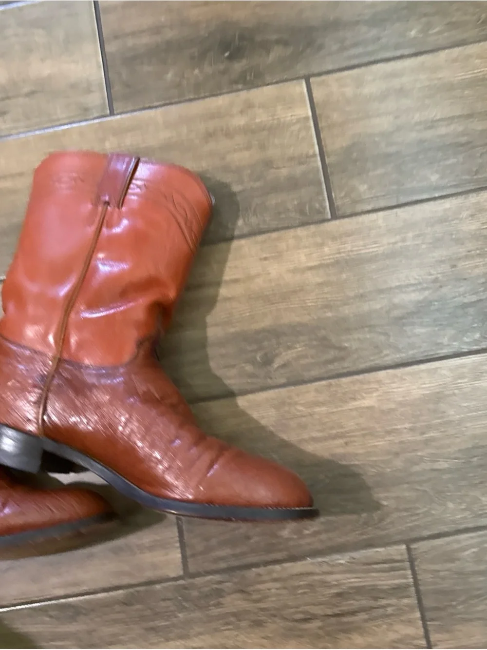 Justin 3068 Exotic Roper Boot Cognac Smooth Ostrich Preloved Boots Size 11D